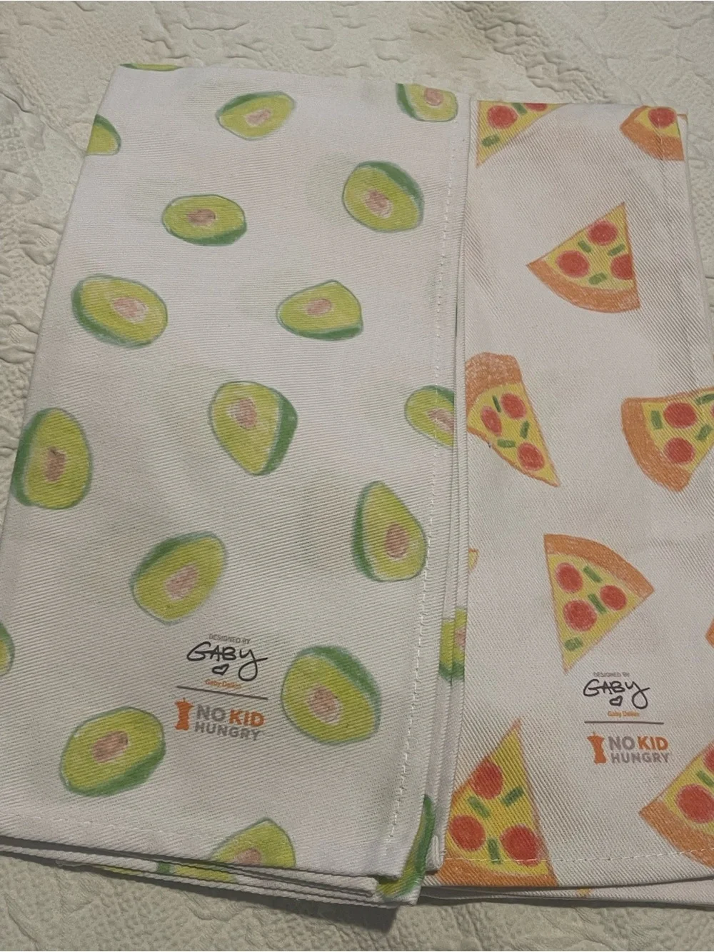 Williams Sonoma Gaby Dalkin No Kid Hungry Avocado & Pizza Print Tea Towels